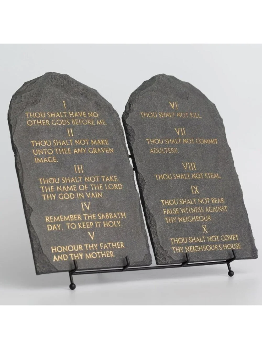 Christian Wall Decor - 14x12 Black Stone Effect Ten Commandments Tablets
